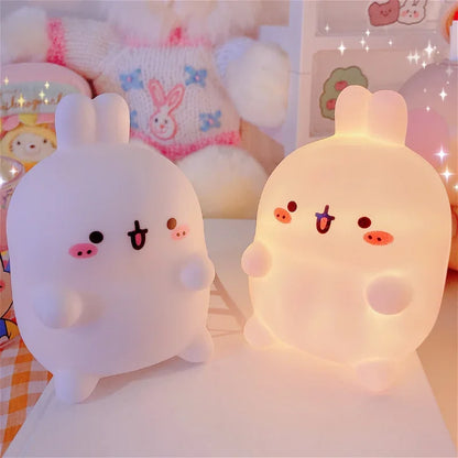 Cute Rabbit Night Light – LED Silicone Bedside Lamp, Cordless