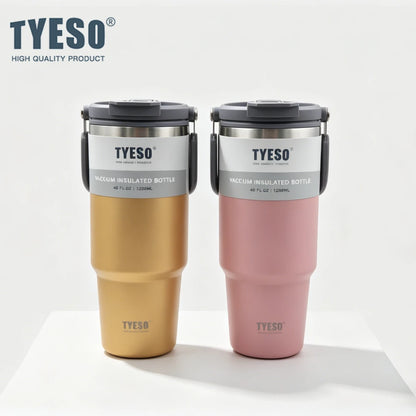 TYESO 40oz Insulated Tumbler with Handle – 1200ml Stainless Steel