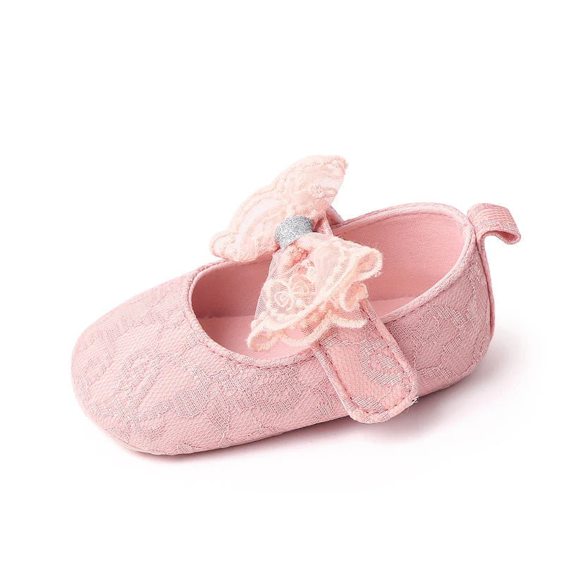 Baby Girl Mary Jane Shoes – Lace Bowknot Soft Sole Anti-Slip