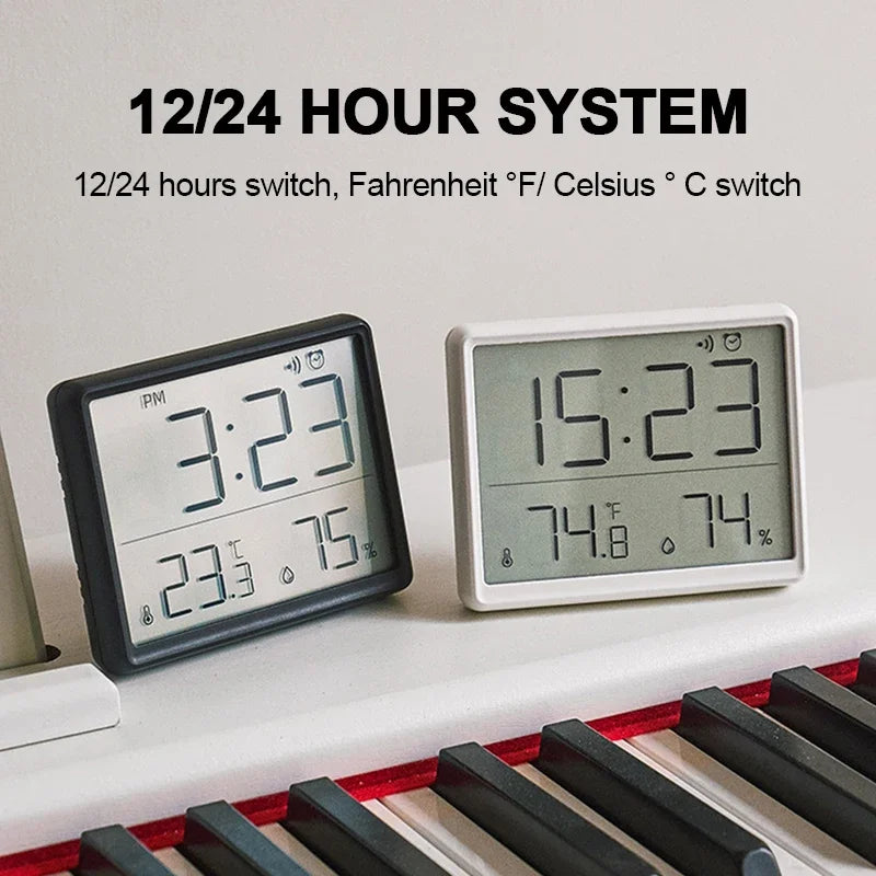 Ultra-Thin Digital Alarm Clock with Temperature & Humidity Display