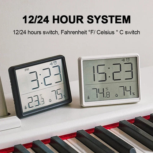 Ultra-Thin Digital Alarm Clock with Temperature & Humidity Display