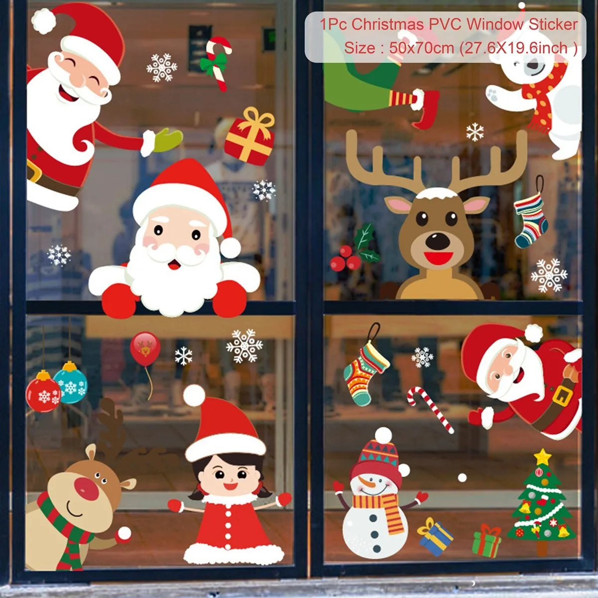 Christmas Window Wall Stickers – Festive PVC Decals