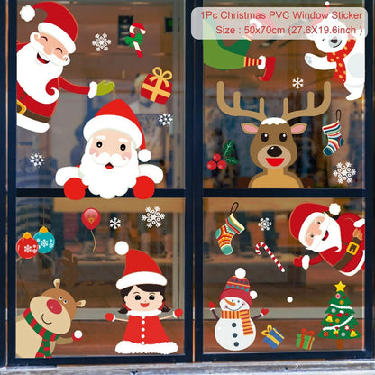 Christmas Window Wall Stickers – Festive PVC Decals