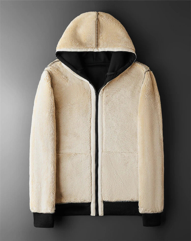 Sherpa Fleece Zip-Up Hoodie Jacket for Men