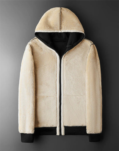 Sherpa Fleece Zip-Up Hoodie Jacket for Men
