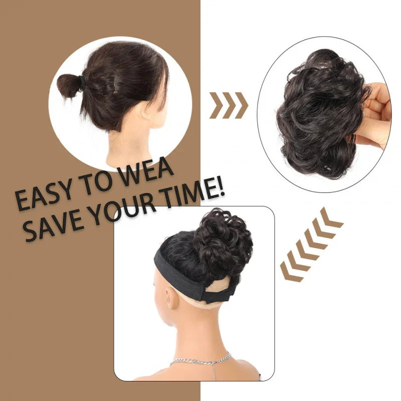 Claw Clip Messy Bun Hair Piece Curly Wavy Synthetic Updo Extension
