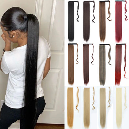 Wrap Around Ponytail Extension Synthetic Straight Hair 22-34 Inch