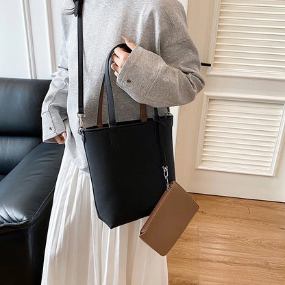 Double-Sided Tote Bag with Crossbody Pouch – Women's Shoulder Handbag