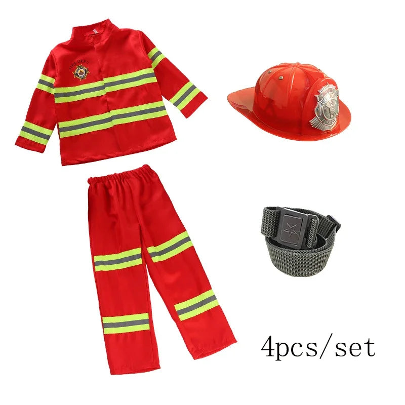 Kids Firefighter Costume Set – Children's Fireman Role Play Uniform with Accessories