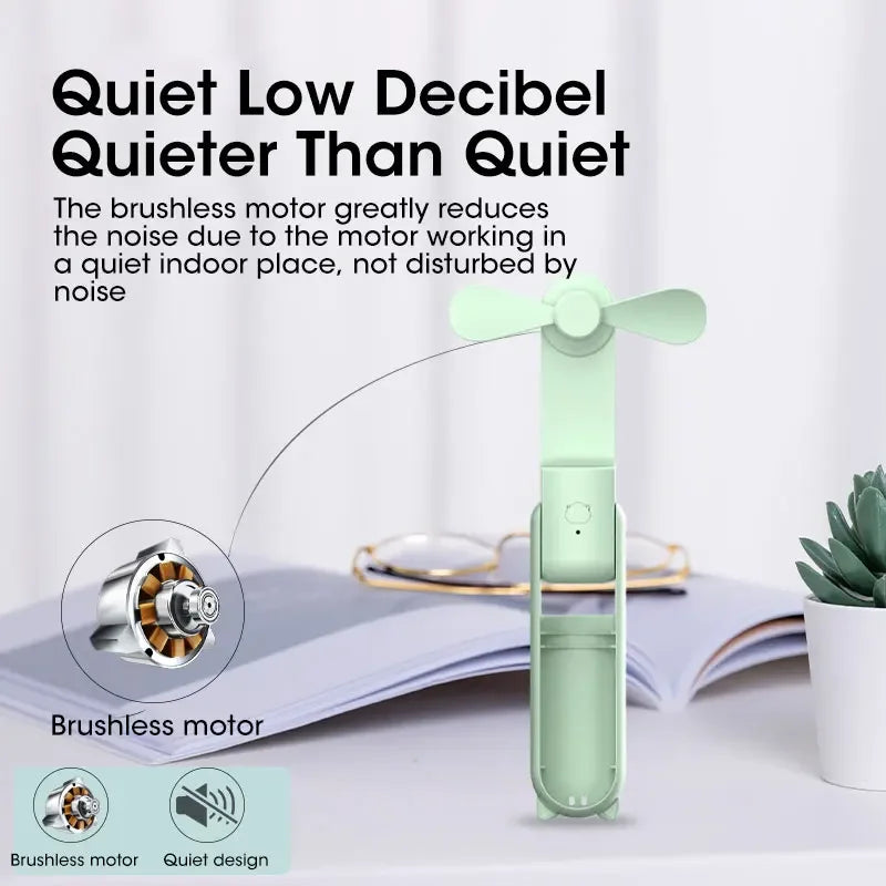 Mini Portable Handheld Fan – USB Rechargeable, Foldable & Quiet