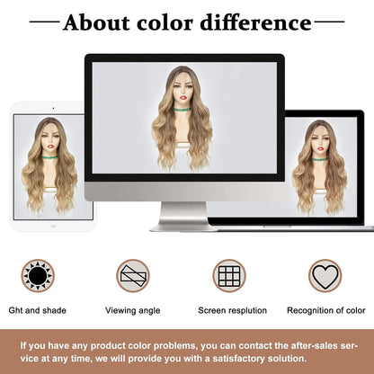 Synthetic Lace Wig 26 Inch – Long Wavy Curly Middle Part Heat Resistant