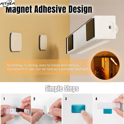 LED Motion Sensor Cabinet Light – USB Rechargeable, 3 Colors
