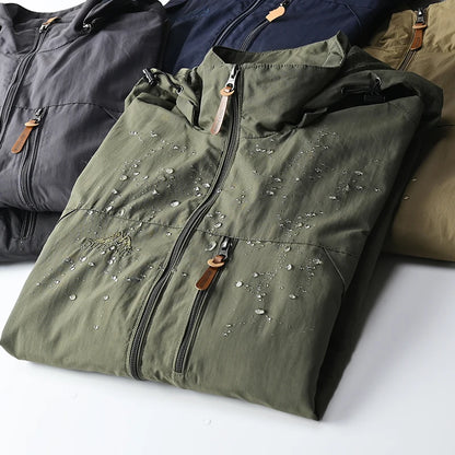 Men's Waterproof Tactical Windbreaker Jacket – Hooded Outdoor Coat
