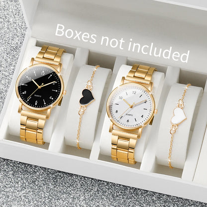 Women's Quartz Watch & Heart Bracelet Set – 2 or 4 Piece