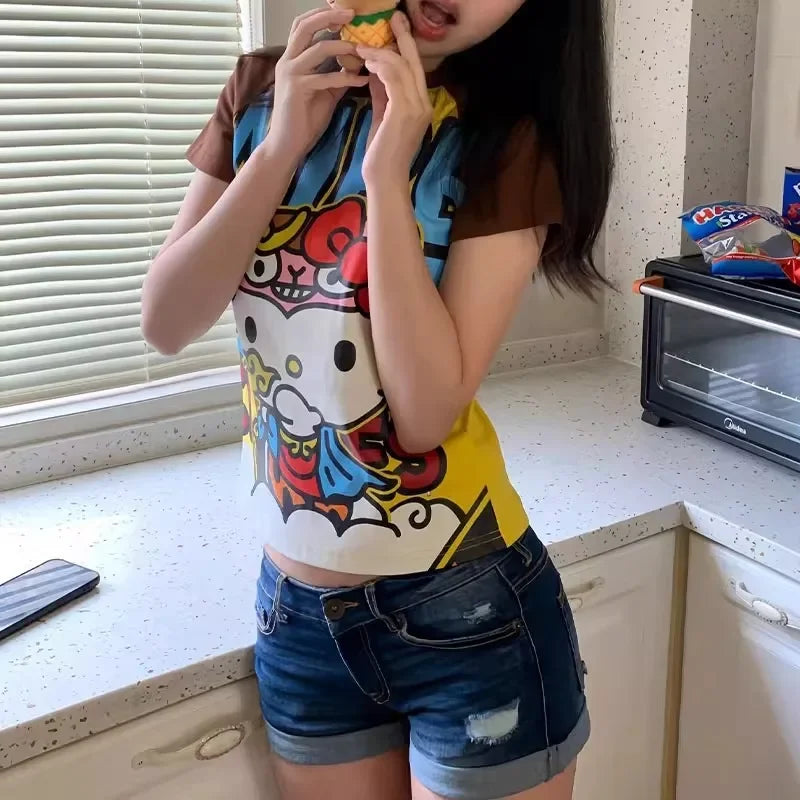 Hello Kitty Y2K Crop Top T Shirt