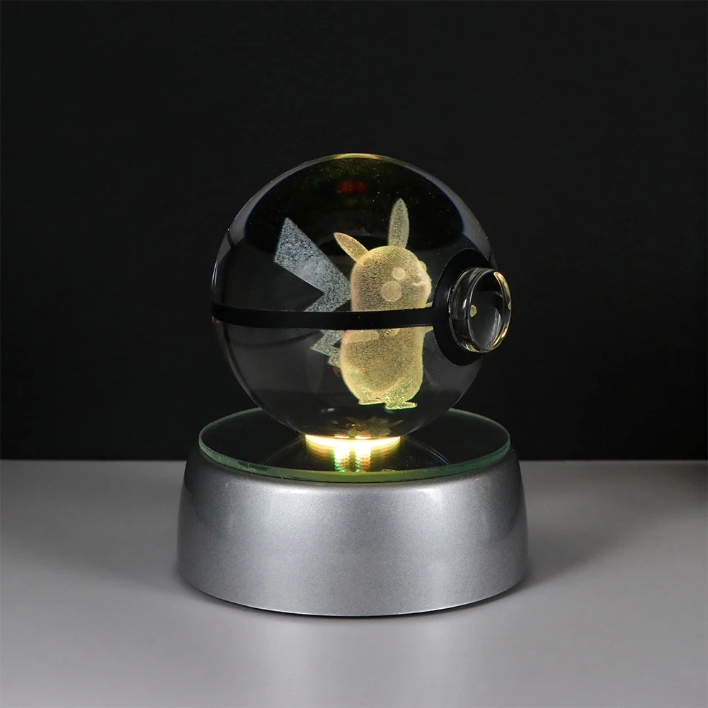 Pokémon Pikachu and Charizard 3D Crystal Poké Ball with LED Base