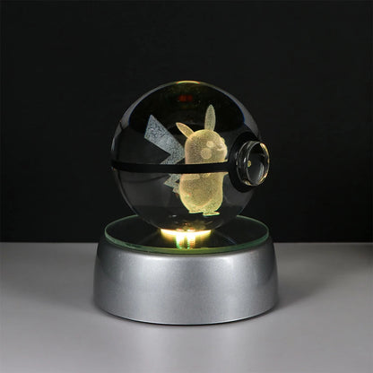 Pokémon Pikachu and Charizard 3D Crystal Poké Ball with LED Base