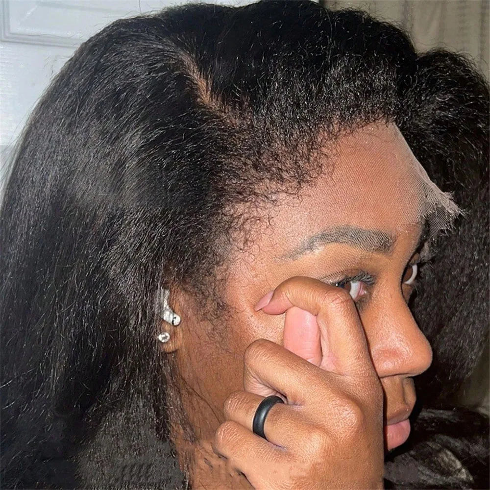Kinky Straight Lace Front Human Hair Wig 13x4 HD & 5x5 Glueless Brazilian 250 Density