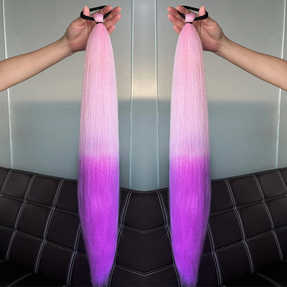 Synthetic Ponytail Hair Extension 2pcs – Long Straight, Colorful, Braiding Hairpiece with Rubber Band