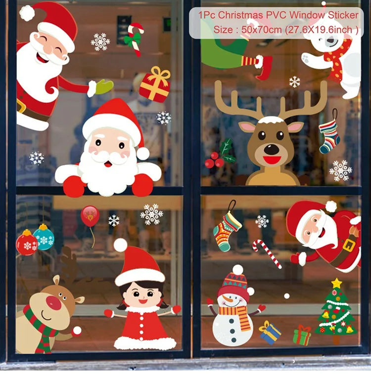 Christmas PVC Window Stickers – Festive Wall Decals for Home Decor