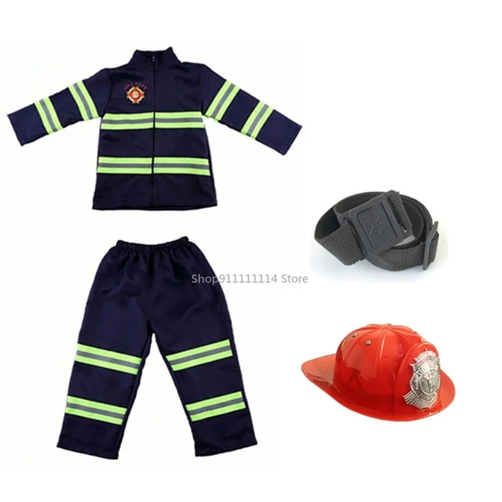 Kids Firefighter Costume Set – Children's Fireman Role Play Uniform with Accessories
