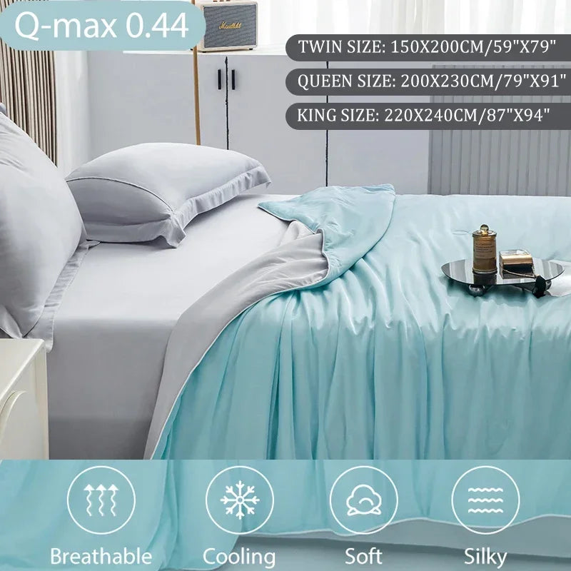 Ice Silk Cooling Comforter – Lightweight Summer Blanket