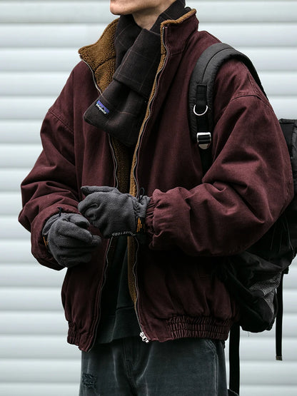 Men's Polar Fleece Jacket – Vintage Loose Streetwear Winter Coat