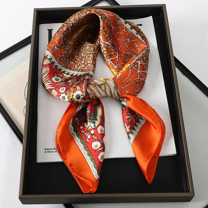 Silk Feel Square Scarf for Women – Satin Hair Wrap & Foulard Shawl