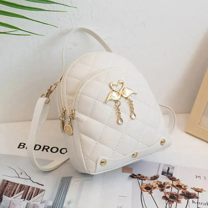 Mini Quilted Crossbody Bag for Women with Swan Charm