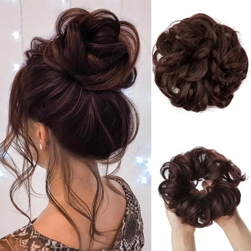 Messy Bun Hair Piece – Synthetic Chignon Donut Updo with Elastic Band