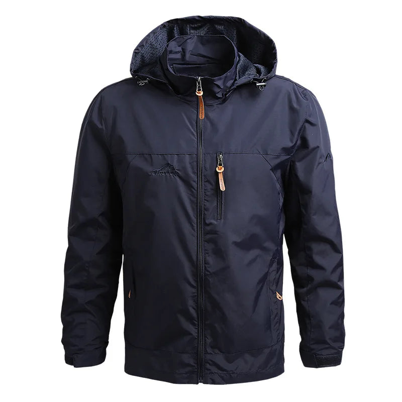 Men's Waterproof Tactical Windbreaker Jacket – Hooded Outdoor Coat