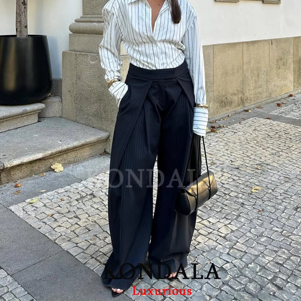 Wide Leg Pants for Women – High Waist Pleated Trousers with Pockets