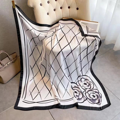 Silk-Feel Square Scarf for Women – Vintage Paisley Print Shawl & Head Wrap