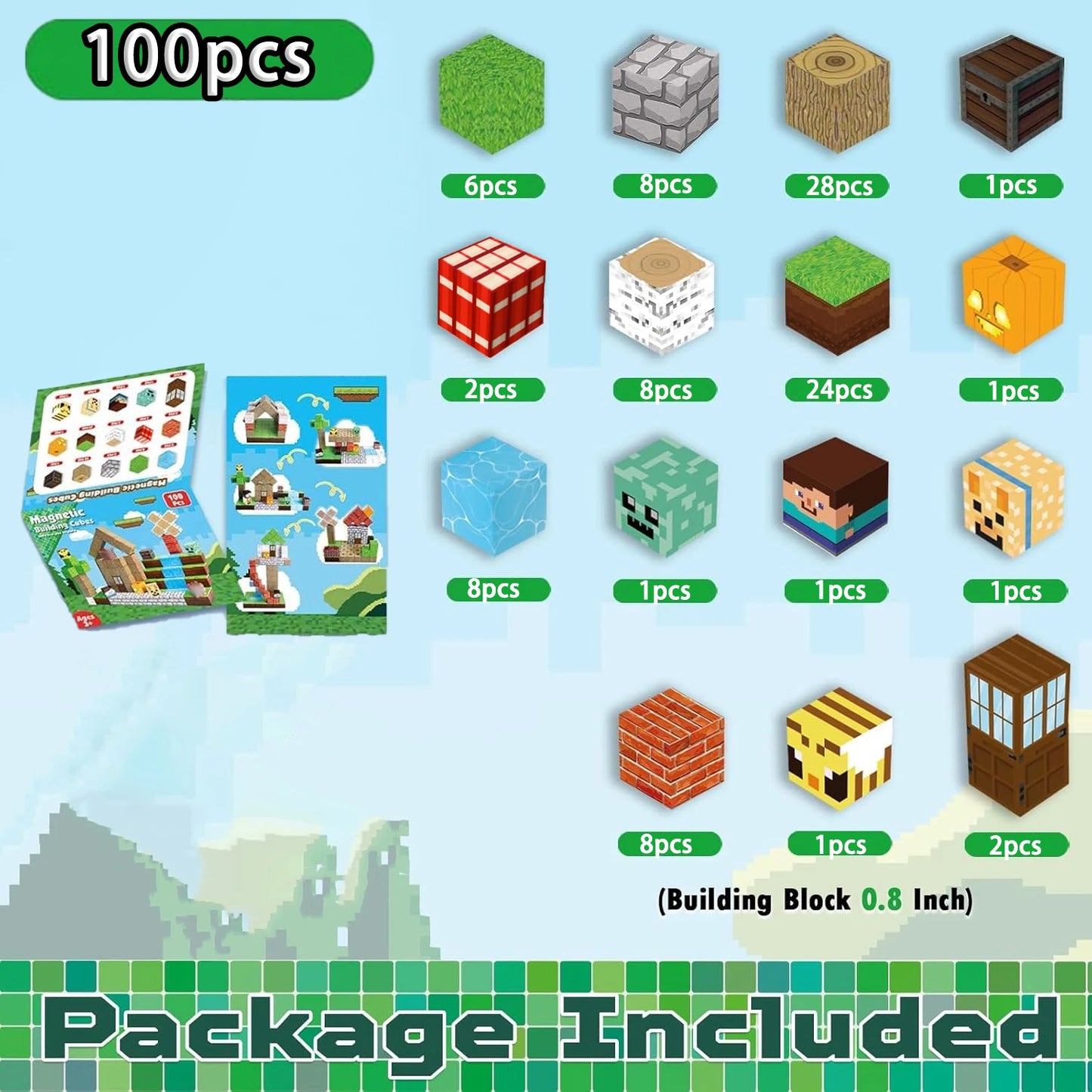 Magnetic Building Blocks Forest World Set – 100 Pcs STEM Toy