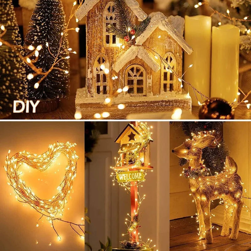 LED Firecracker Fairy String Lights USB Remote Control 3M 6M 9M