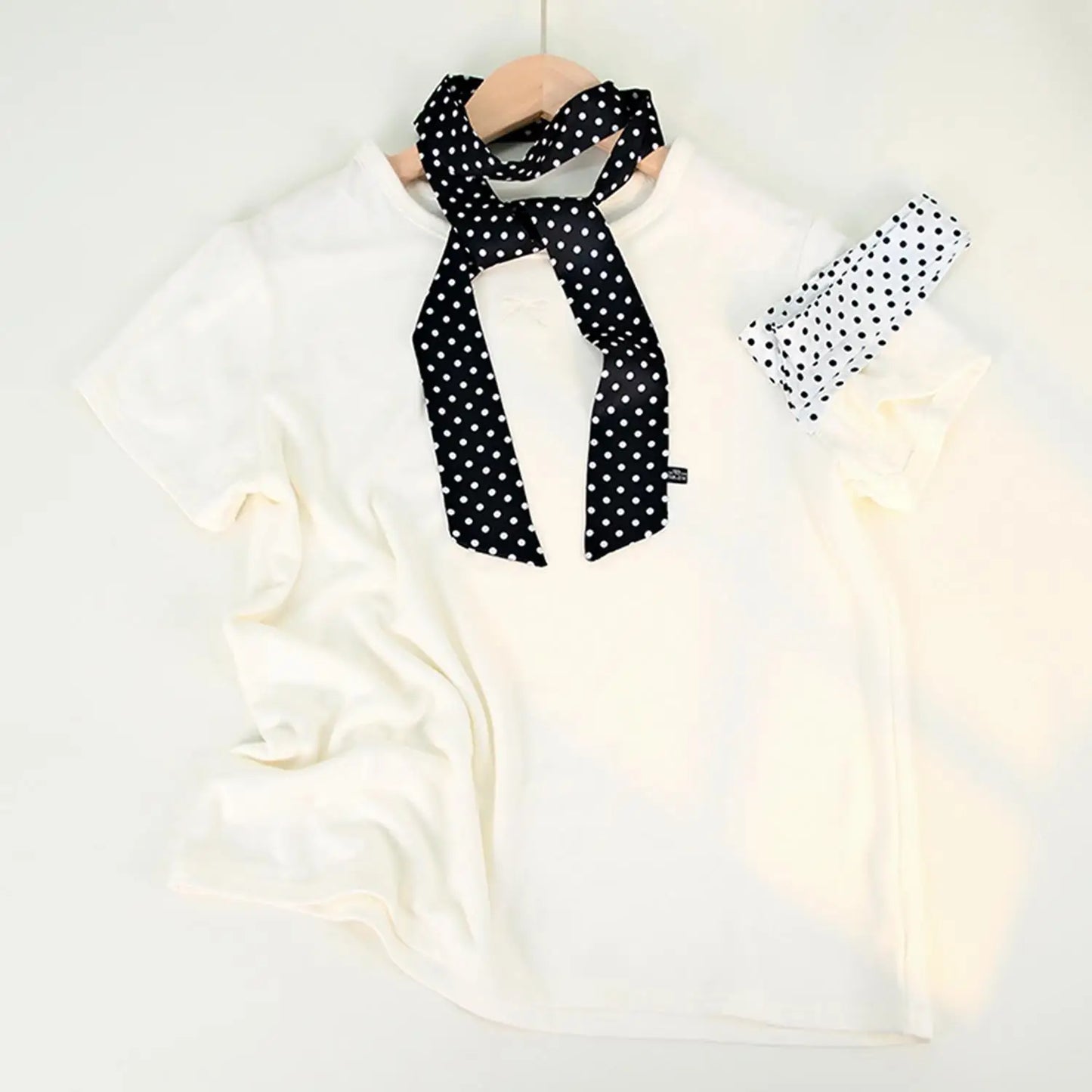 Silk Ribbon Neck Scarf for Women – Polka Dot Skinny Neckerchief & Bandana