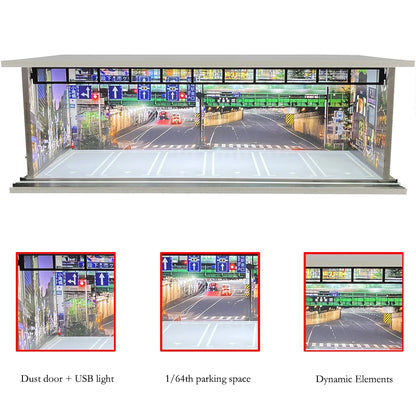 1/64 Scale Garage Diorama Display Case with USB LED Lights
