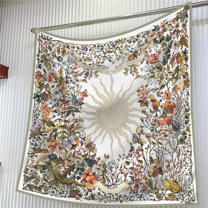 Luxury Silk Square Scarf Women Floral Paisley Print 90cm