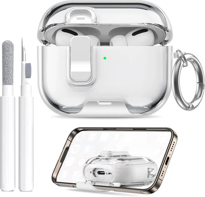 Clear AirPods Pro 3 Case Shockproof TPU Cover with Lock & Carabiner Ring