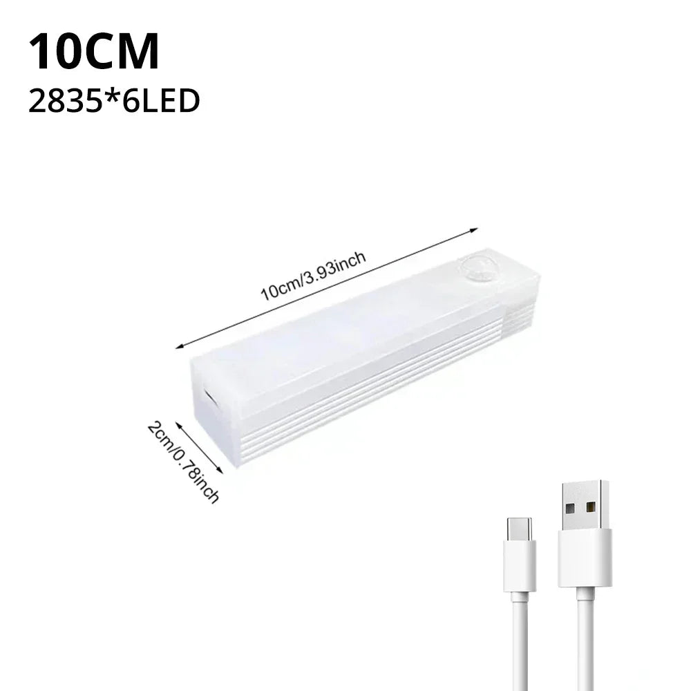 Motion Sensor LED Night Light Bar – Wireless USB Rechargeable Cabinet Lamp
