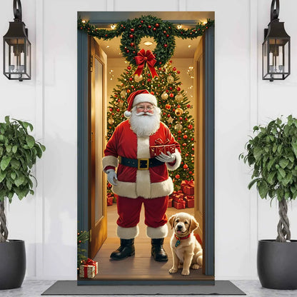 Christmas Door Cover – Santa Claus Holiday Decoration 35x73in