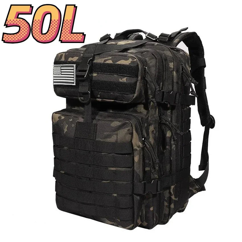 50L Tactical Backpack – 1000D Nylon Waterproof Military Rucksack for Hiking, Hunting & Outdoor