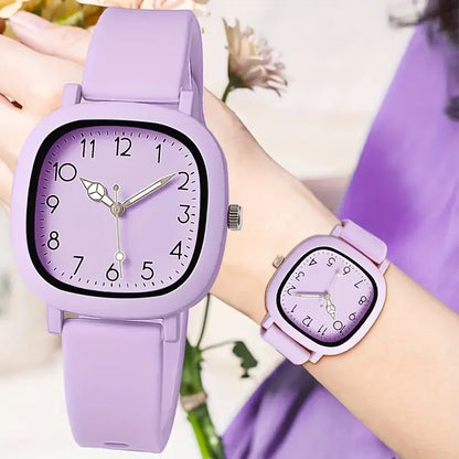 Women's Silicone Band Quartz Watch Set – Casual Style