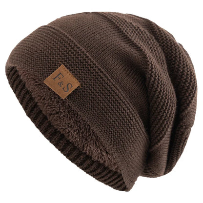 Fur Lined Slouchy Knit Beanie – Unisex Winter Hat
