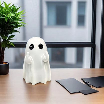 Halloween Ghost Statue – Funny Middle Finger Ghost Figurine Decor