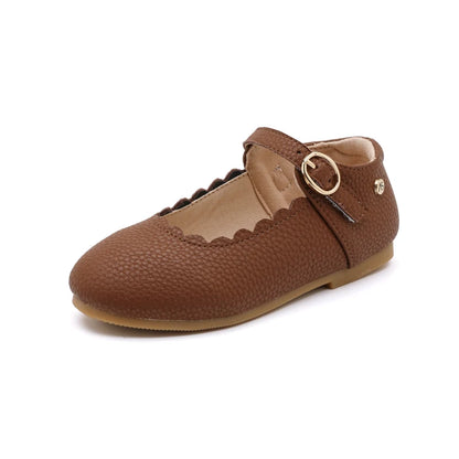 Girls T-Strap Mary Jane Flats – Kids PU Leather Dress Shoes