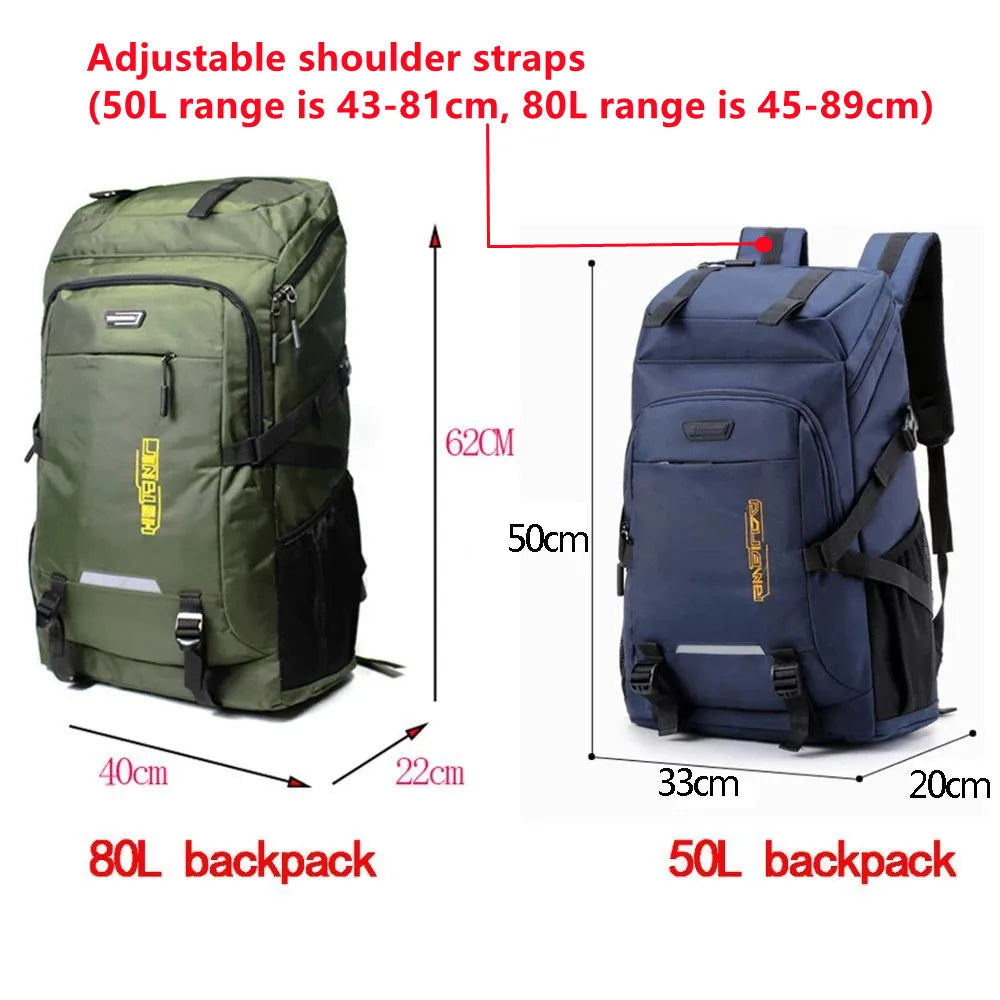 Men's Outdoor Backpack 50L/80L – Hiking Travel Rucksack