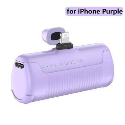 KUULAA Mini Power Bank 4500mAh – Plug-In Portable Charger for iPhone & USB-C