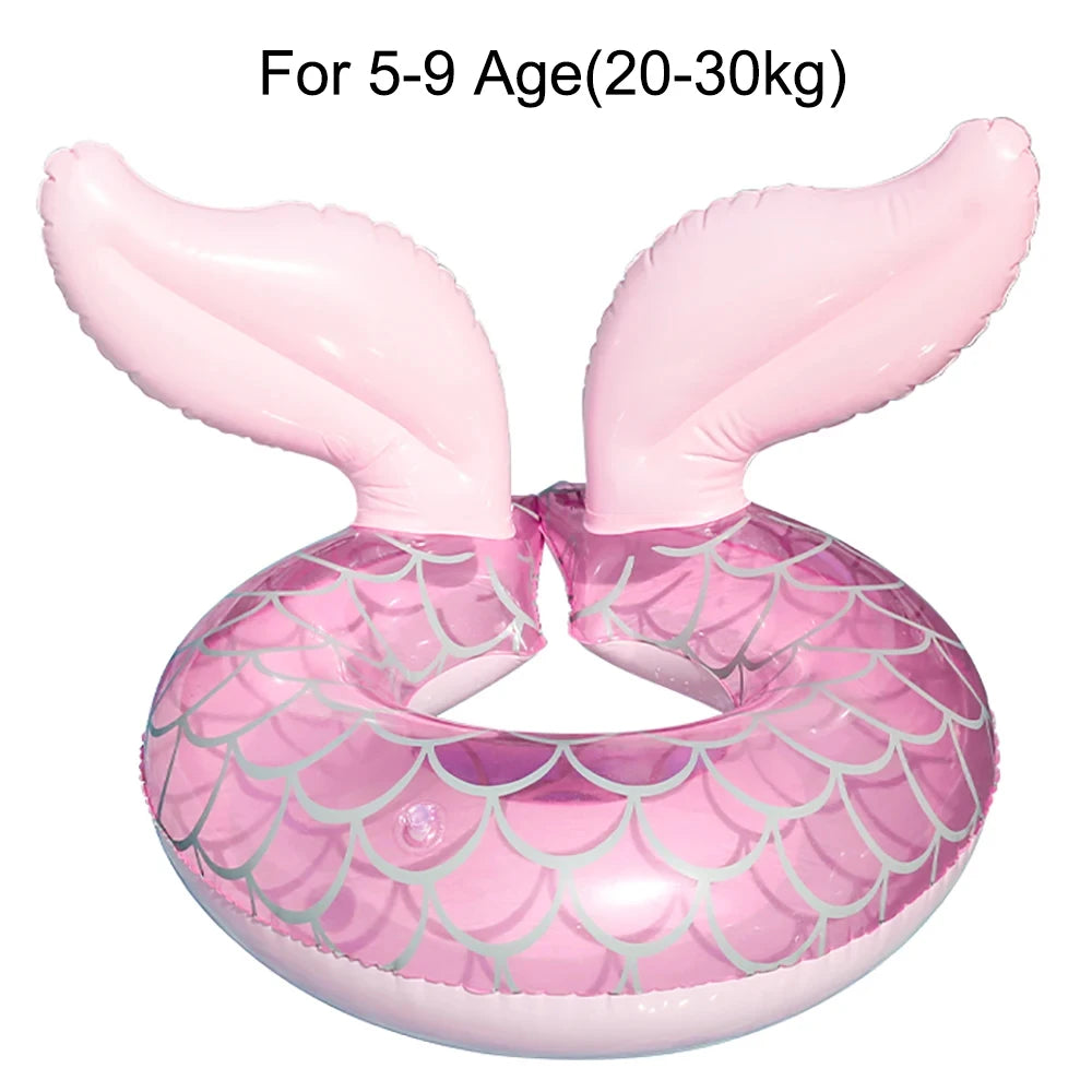 Baby Pool Float Mermaid Tail Inflatable Swim Ring for Infants & Toddlers