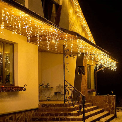 LED Icicle Curtain Fairy Lights Outdoor – Warm White Flash String Light